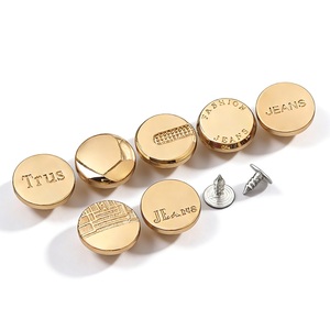 Golden Plating Jeans <b>Buttons</b> and Rivets Zamac Custom Brand Logo Pattern Jacket Metal jean <b>buttons</b> with logo for Jeans - Product Image 3