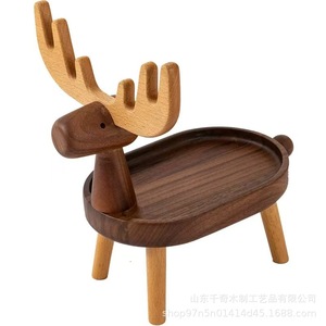 Wooden Deer Key Rack Storage <b>Shelf</b> For Desk Makeup Jewelry Watch Holder Freestanding Multi Functional Organizer - Product Image 5