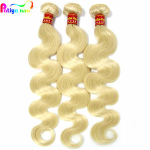 Livraison directe Personnalisable 10 "12" 14 "16" 18 "<span class=keywords><strong>20</strong></span>" 24 "26" pouces Blonde Body Wave Bundles Fermeture Frontale Perruques Raw 613 Blanchi - Product Image 1