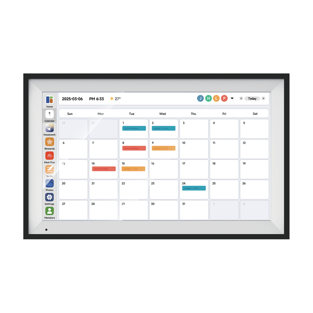 15.6-inch Full HD Digital Calendar Photo Frame with Clock Supports WiFi MP4 Touch Screen Made of ABS Plastic Desk/Wall Mountable