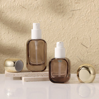 Ensemble d'emballages de luxe givrés pour soins de la peau avec couvercle sphérique unique, flacon et pot en verre de 20 ml à 120 ml pour marque de cosmétiques bio