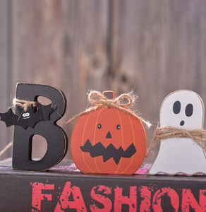 Woodentable <b>Decoration</b> Black Red Whitetiered Tray <b>Decor</b> Set <b>Halloween</b> Pumpkin Ghost Boo Sign - Product Image 2
