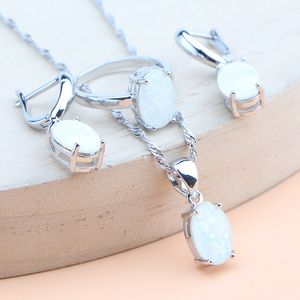 ชุดเครื่องประดับเงินสเตอร์ลิง925โอปอลของเจ้าสาวสำหรับเครื่องแต่งกายผู้หญิงชุดสร้อยคอจี้หินต่างหูแหวนสำหรับงานแต่งงาน - Product Image 2