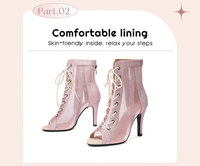Bottes de danse latine pour femmes, talons aiguilles sexy, chaussures de danse respirantes, bottes de tango, chaussures de danse de salon pour femmes