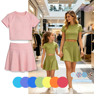 Ensemble de <span class=keywords><strong>yoga</strong></span> 2 pièces classique pour enfants 2026 – Tenue de sport unie très élastique pour filles – Ensemble jupe de <span class=keywords><strong>yoga</strong></span> en nylon <span class=keywords><strong>Maman</strong></span> et moi - Product Image 5