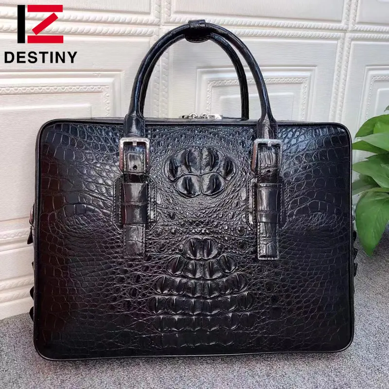 TOP Crocodile motif en cuir véritable mallette pour hommes sac à main pour ordinateur portable de bureau d'affaires sacs décontractés