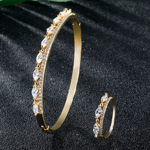 Ensemble de bijoux RAKOL SP1021 pour femmes, bracelet et bague en cristal de zircon - Product Image 1