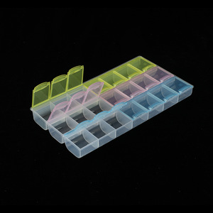 Portable Pill Storage Box 3 Rows 7 Days 21 Compartments Rainbow Colored With Diamond Inserts Customizable Daily Use - Product Image 2