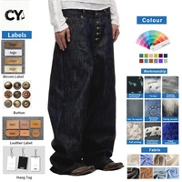 Fabricant de jeans baggy pour hommes en gros, OEM ODM, streetwear, pantalons en denim à jambes larges et surdimensionnés, personnalisables en usine, LOGO, fermeture boutonnée