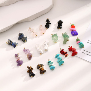 Pendentif en pierre naturelle concassée à faire soi-même, accessoires <span class=keywords><strong>de</strong></span> charme polyvalents faits à la main, bijoux en acier inoxydable, vente en gros, nouveauté - Product Image 2