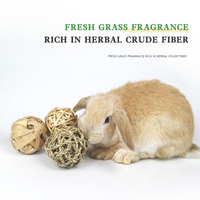 Jouet à mâcher interactif pour petit animal Boule d'herbe naturelle pour friandises de lapin Balle à mâcher tressée Jouets Cochon d'Inde Lapin Hamster