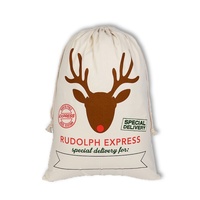 Grands sacs de Noël Père Noël Sac en toile de coton Sacs cadeaux à cordon pour la fête de Noël Collection de Noël Sac cadeau