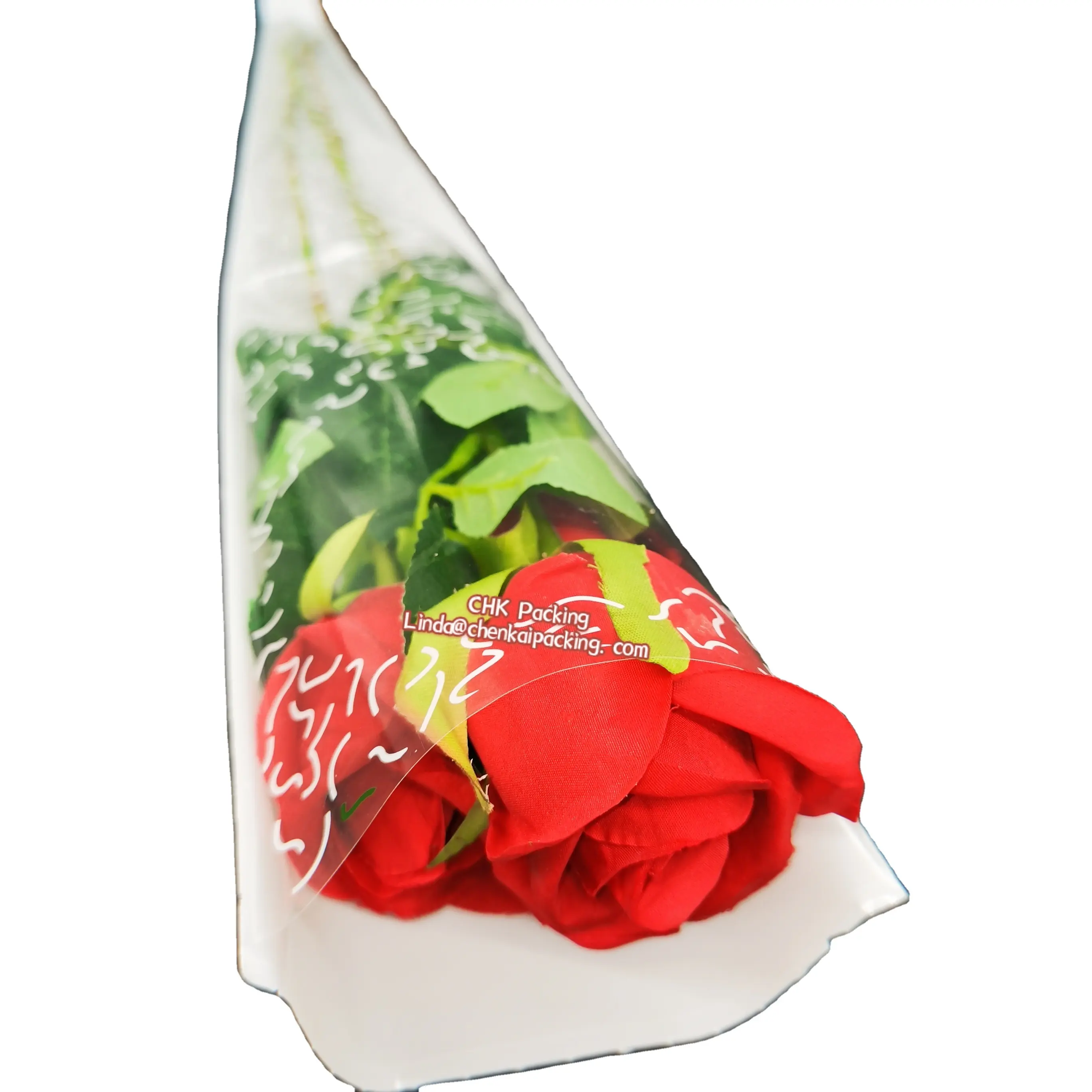 perforated opp clear large full hand-made plastic single rose flower pot printed packing packaging film sleeve bag for bouquet