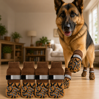 Chaussettes de protection pour pattes de chien, antidérapantes, en coton rayé, semelle antidérapante avec sangle Velcro, pour chiens âgés, confort sur sols en bois dur