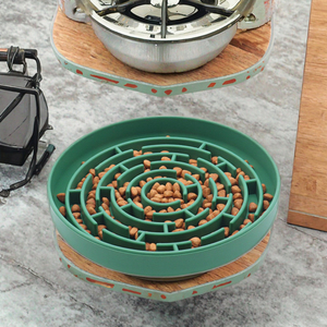 Eco-Friendly Food-Grade Silicone Dog Bowl, Dishwasher Safe <b>Slow</b> <b>Feeder</b> Dish with Suction Cups, Rainbow Design - Product Image 2