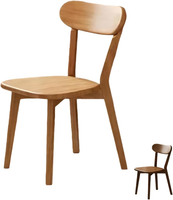 Chaise de salle à manger en chêne massif, brun naturel, avec dossier, design moderne minimaliste, style nordique, chaise de salon pour la maison