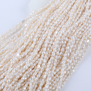 Perlas Sueltas de Agua Dulce Naturales de 3-4 mm, con Orificio Recto, Brillo de Dos Caras, Semiterminadas, para Collares, Abalorios para Manualidades - Product Image 1