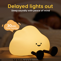 Veilleuse LED Mignonne en Forme de Nuage en Silicone Doux, Lampe de Chevet Tactile pour Enfants, Bébés et Filles