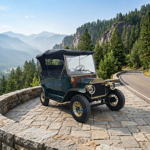 Voiture électrique rétro vintage haut de gamme vert foncé à 2 rangées, idéale pour l'hôtellerie, les mariages, les parcs et les événements – Fortes ventes, faible coût - Product Image 1