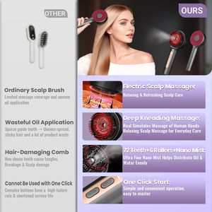 Applicateur d'huile capillaire, peigne de massage du cuir chevelu EMS, dispositif de soin des cheveux à nano-brume avec lumière LED - Product Image 6