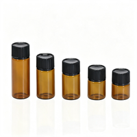 Flacon compte-gouttes vide en verre ambré de 1 ml, 2 ml, 3 ml, 4 ml, 5 ml avec bouchon à vis, réutilisable, anti-UV, pour échantillons d'huiles essentielles et cosmétiques