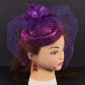 Nouvelle Pince à Cheveux de Mariée Vintage avec Voile Floral, Accessoire de Performance Haut de Gamme en Matériaux Mixtes, Rouge, Populaire - Product Image 4