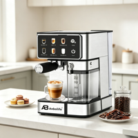 Machine à expresso électrique Anbolife à double chaudière et thermocouple, 2650W, 20 bars, écran tactile, réservoir de lait 500ml, fonctionnement à une touche, usage domestique, style français