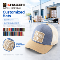 Casquette de baseball personnalisée bicolore avec logo brodé, dos en maille et visière incurvée, vente en gros OEM