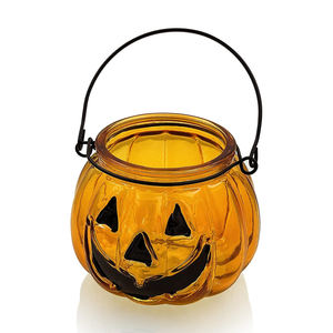 Orange sơn Halloween Kính tealight người giữ ngọn nến Halloween kim loại treo bí ngô hình dạng đèn lồng trang trí bảng trung tâm - Product Image 2
