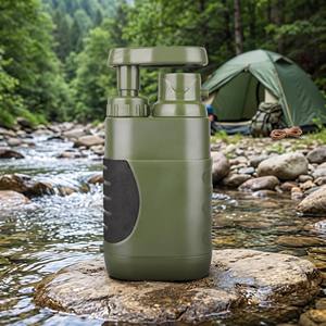 Filtro de Agua Portátil para Exteriores, Bomba Manual de 2 Etapas de Filtración, Verde con Empuñadura Negra para Camping, Senderismo y Viajes - Product Image 3