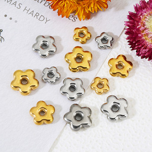 Stainless Steel Flower Pendant 3D Plated Jewelry Findings For <b>Necklace</b> Earrings DIY Accessories Wholesale - Product Image 1