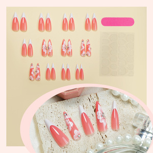 Ongles artificiels en forme d'amande, kit de manucure, strass pour ongles, autocollants pour ongles, kit d'art des ongles, faux ongles faits à la main - Product Image 3