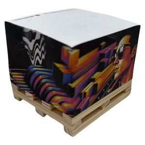 Regalos promocionales 3X3 Bandeja de madera Cubo de notas Papel Adhesivo Bloc de notas Cubo cuadrado Papel Ladrillo Notas adhesivas con madera - Product Image 1