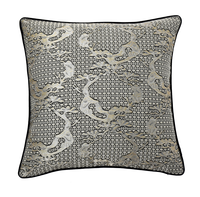 Coussin décoratif jacquard teint en fil, motifs chinois classiques or et vert, texture moderne et soignée pour canapé et chambre à coucher