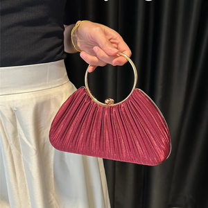 Nouvelle Pochette de Soirée Classique Premium en Polyester à Volants, Forme Cercle, Sac à Bandoulière ou Sac Croisé pour Fête - Product Image 2