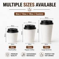 Gobelets en papier à paroi simple pour café à emporter avec couvercles et manchons 8oz/12oz/16oz jetables, étanches, de qualité alimentaire, logo personnalisé, vente en gros