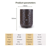 Humidificateur Animal Hollow 300 ml, diffuseur d'arômes ultrasonique à grain de bois pour la maison, petit purificateur avec fonction de minuterie, AC