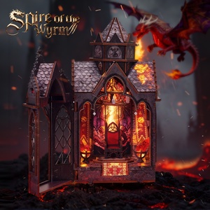 لغز زاوية كتاب جديد IIECREATE ، مجموعة منزل مصغرة ثلاثية الأبعاد ، لغز خشبي ، التنين ، كتاب الكبار ، التنين الزواية التنين - Product Image 2