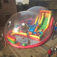 Piscines à balles de terrain de jeu souple à dôme clair de qualité commerciale avec toboggan Bubble House Palais de cristal gonflable