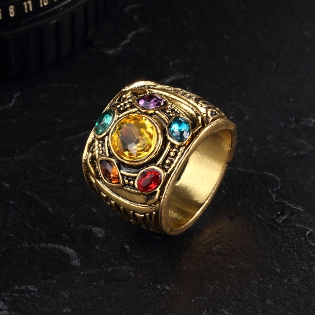Hot Sale Fashion Men's Infinity Wars Thanos Cosplay Anime Alloy Power Ring Punk Gothic Hip Hop Wedding Engagement Gift