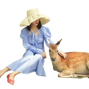 <b>Summer</b> Elegant Women Lady Vintage Big Brim Sun <b>Hat</b> Custom Design Luxury Natural Raffia <b>Straw</b> <b>Hat</b> for Beach Vacation - Product Image 6