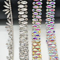 Tissu de dentelle de luxe pour cils, garniture en strass, perles de verre, franges en diamant, forme œil de cheval, style à tige, adhésif thermofusible
