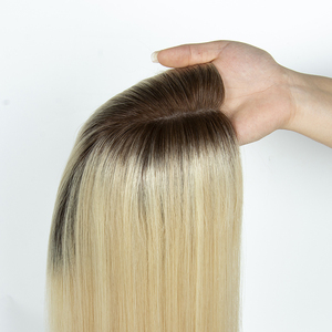 Top europeo cabello humano Topper Color Rubio Clip en pieza <span class=keywords><strong>de</strong></span> cabello judío Kosher Topper 9 "* 9" Base <span class=keywords><strong>de</strong></span> seda tupé para mujeres - Product Image 4