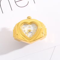 Montre bague numérique en forme de cœur, plaquée or, cadran minimaliste, mini montre à doigt ronde, idéale comme cadeau