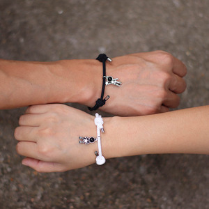 Gelang <span class=keywords><strong>Magnet</strong></span> Anti Alergi yang Dapat Disesuaikan, Gelang Anyaman dengan Gembok Hewan, Set Gelang Pasangan - Product Image 2
