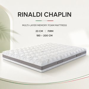 ที่นอนเมมโมรี่โฟม Rinaldi CHAPLIN ขนาด 20 ซม. แบบ Extra Firm ระบายอากาศได้ดี หลายชั้น พร้อมเทคโนโลยี Technocell Support ดีไซน์ทันสมัย หุ้มด้วยผ้าโพลีเอสเตอร์ - Product Image 1