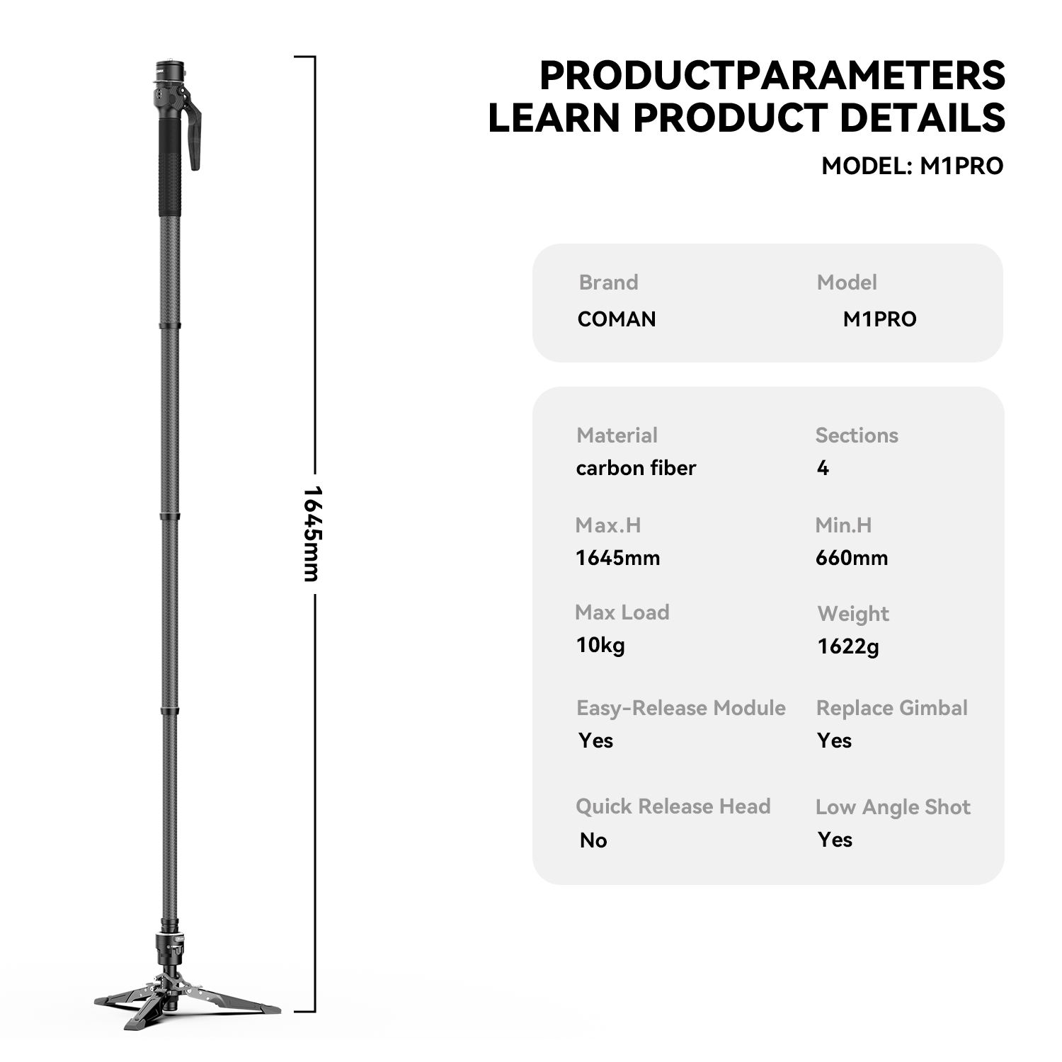 M1Pro-Quick et base + tube de jambe/1645mm
