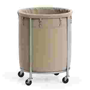 Panier à linge roulant de 170 L avec sac amovible et cadre en acier, chariot à linge rond avec 4 roulettes - Product Image 2