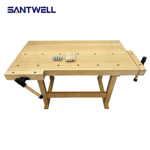 Solid Wood Woodworking Workbench with Bench Clamps, Portable Beech Wood <b>Worktable</b> for Home DIY & Carpentry - Product Image 2