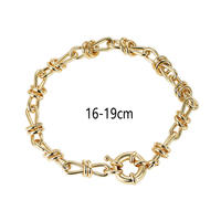 Bracelet tendance en laiton plaqué or 14 carats, fait main, à maillons épais, avec fermoir OT, chaîne minimaliste, bijoux de mode pour femmes